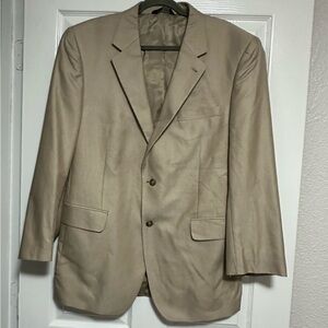JOS A BANK SILK BLEND SIGNATURE COLLECTION KHAKI TAN BLAZER JACKET